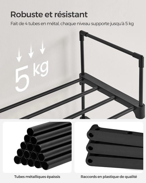 SONGMICS Shoe Rack, 10-Tier Metal Shoe Storage Organiser, Customisable Design, Metal Frame, Space-Saving Rack - vue 4 sur 7