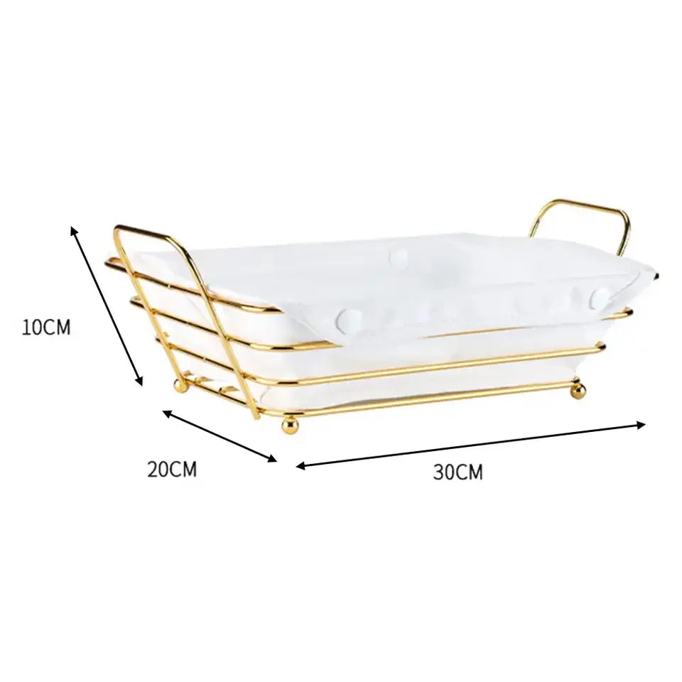 Golden Metal Wire Bread Baskets for Storage Pantry, Fruit Sorage Basket Container Durable Desktop Decoration Snack Box