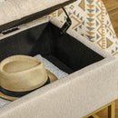 banc de rangement tapissé en lin housse rabattable pratique et élégant