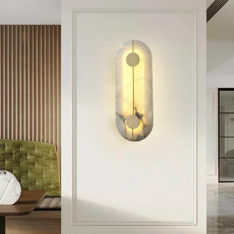applique murale led design nordique en marbre et cuivre doré - vue 6 sur 5