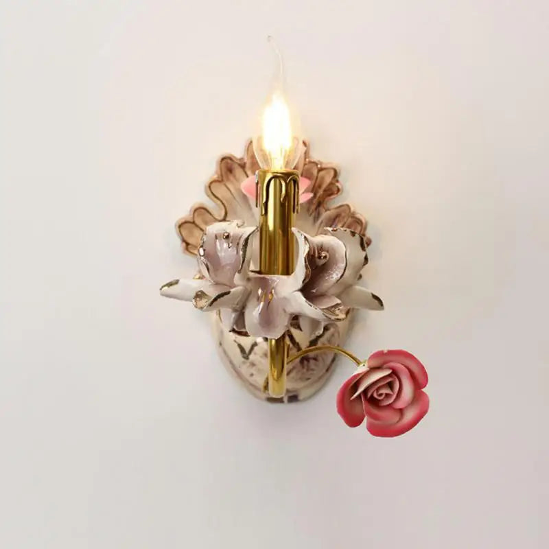 applique murale en céramique luxe style français rétro avec lumière LED - vue 3 sur 11