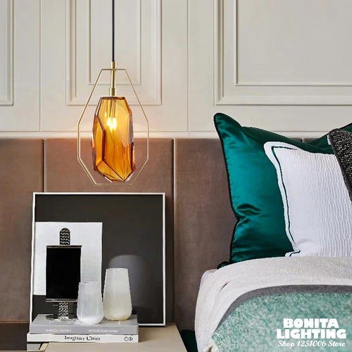 Kristall-Pendelleuchte mit Metallring nordisches Design elegant - vue 2 sur 8