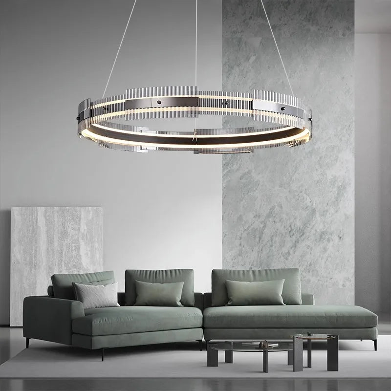 lustre minimaliste italien de luxe en verre éclairage intérieur à led - vue 3 sur 7