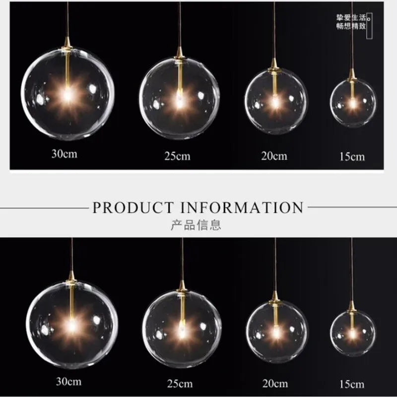 lustre en verre transparent design nordique pour décoration intérieure - vue 6 sur 10