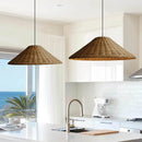 Konische Pendelleuchte aus Bambus-Rattan im Zen-Stil