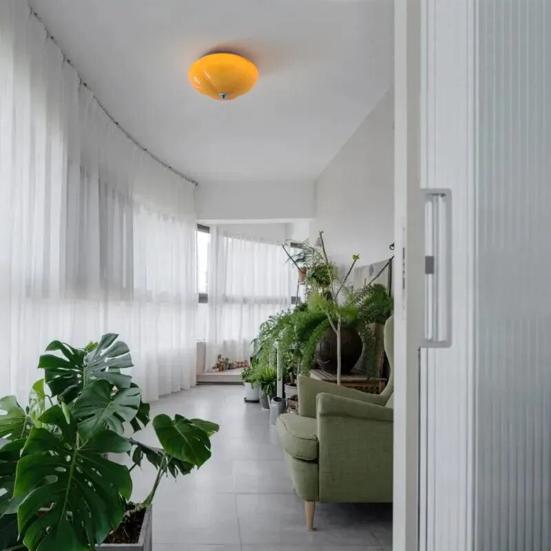 Lustre LED minimaliste citrouille en verre - vue 5 sur 9
