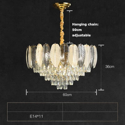LED-Kronleuchter im Art-Déco-Stil mit weißen und grauen Federn - vue 14 sur 17