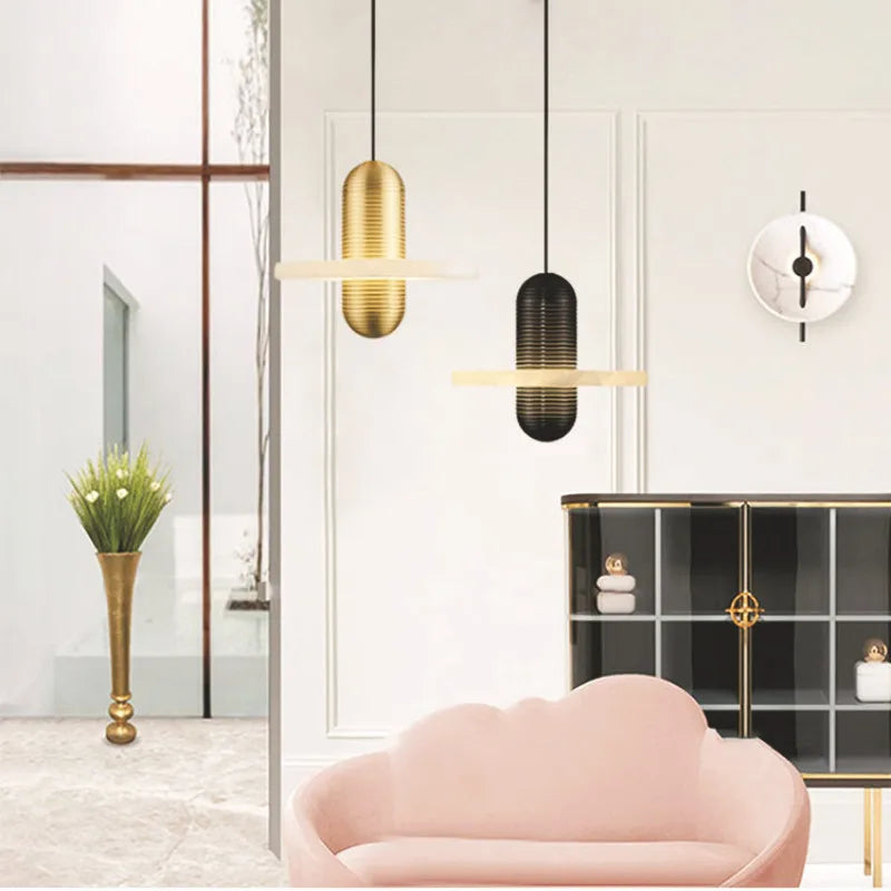 lustre en marbre naturel design nordique pour intérieur élégant - vue 5 sur 14