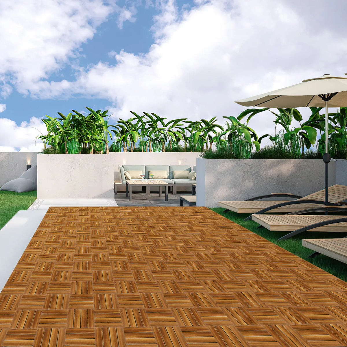 Dalles terrasse bois clipsables antidérapantes pour balcon - vue 6 sur 6