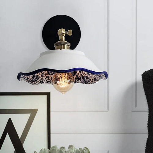 Applique murale moderne en porcelaine bleue et blanche