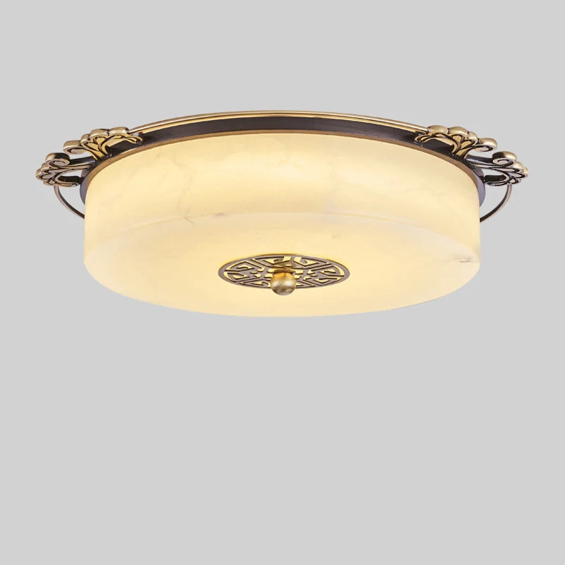 plafonnier led luxe marbre circulaire pour grand ménage - vue 2 sur 7