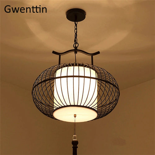 LED-Pendelleuchte im chinesischen Stil für moderne Wohnräume - vue 6 sur 8