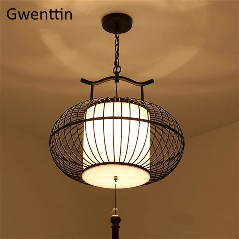 LED-Pendelleuchte im chinesischen Stil für moderne Wohnräume - vue 5 sur 8