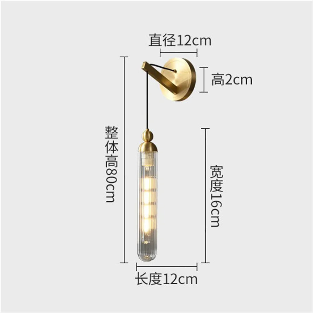 Moderne LED-Wandleuchte aus Messing und dekorativem Glas - vue 9 sur 9