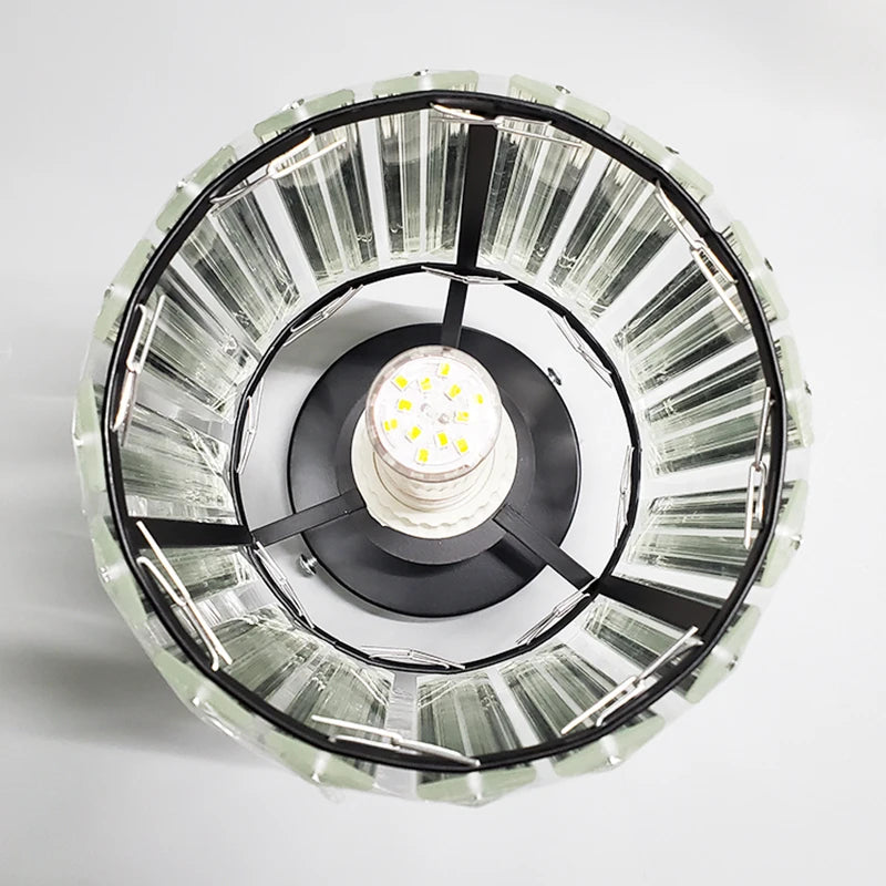 plafonnier cristal led lumières carré rond salon - vue 10 sur 11