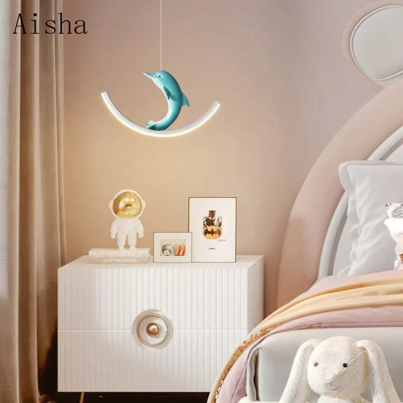 suspension lumineuse dauphin ours pour chambre enfant