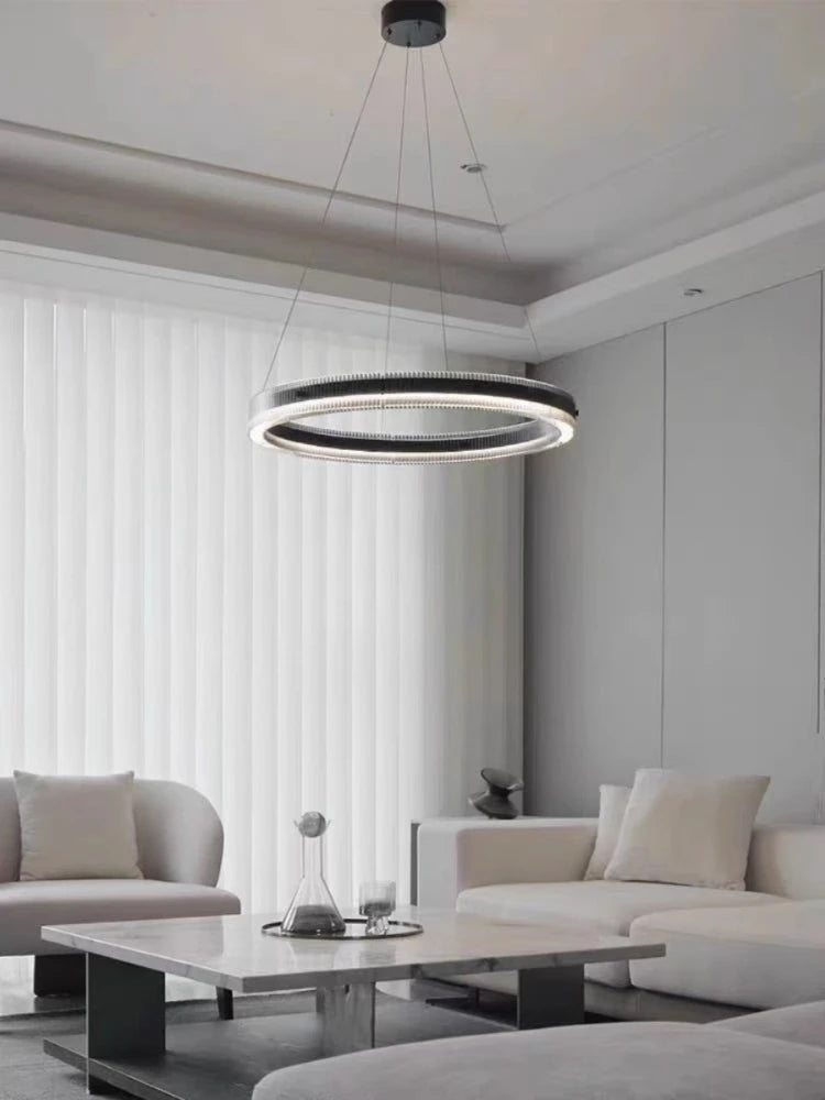 suspension circulaire en verre minimaliste design créatif en aluminium