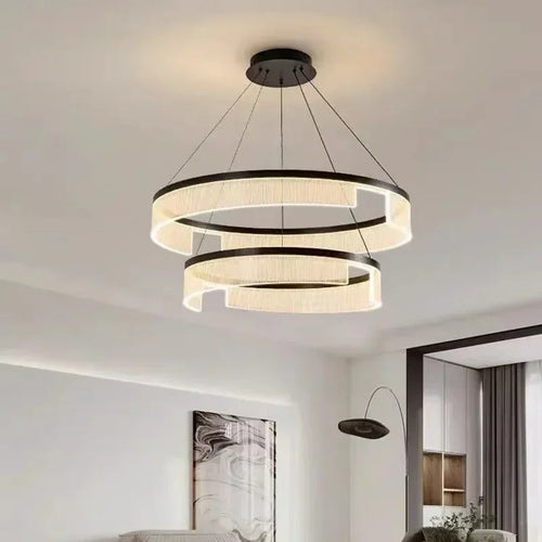 Lustre LED anneaux suspendu au design nordique moderne
