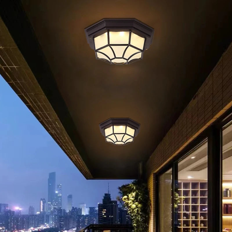 Wasserdichte LED-Deckenleuchte Außen Retro Modern Einfach - vue 9 sur 10