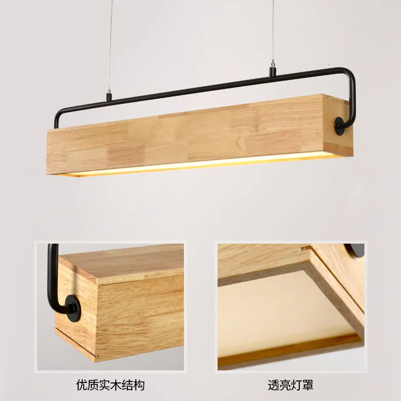 LED-Pendelleuchte aus japanischem Holz im modernen nordischen Stil - vue 3 sur 6