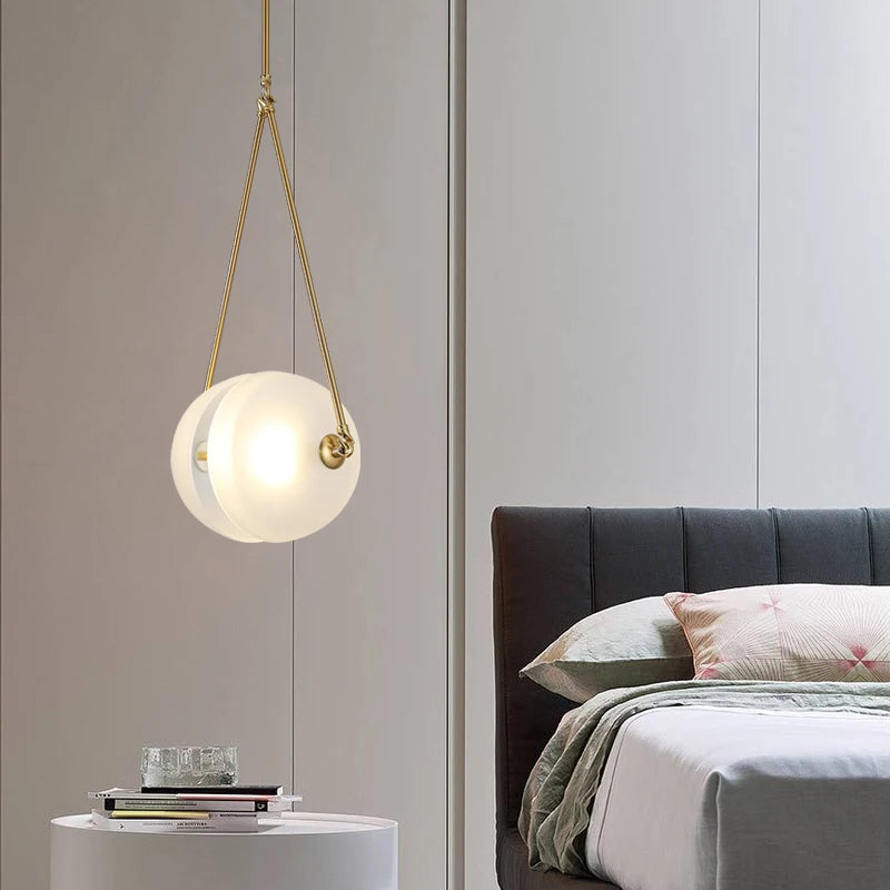 suspension en verre 	té art déco lampe métal - vue 4 sur 6