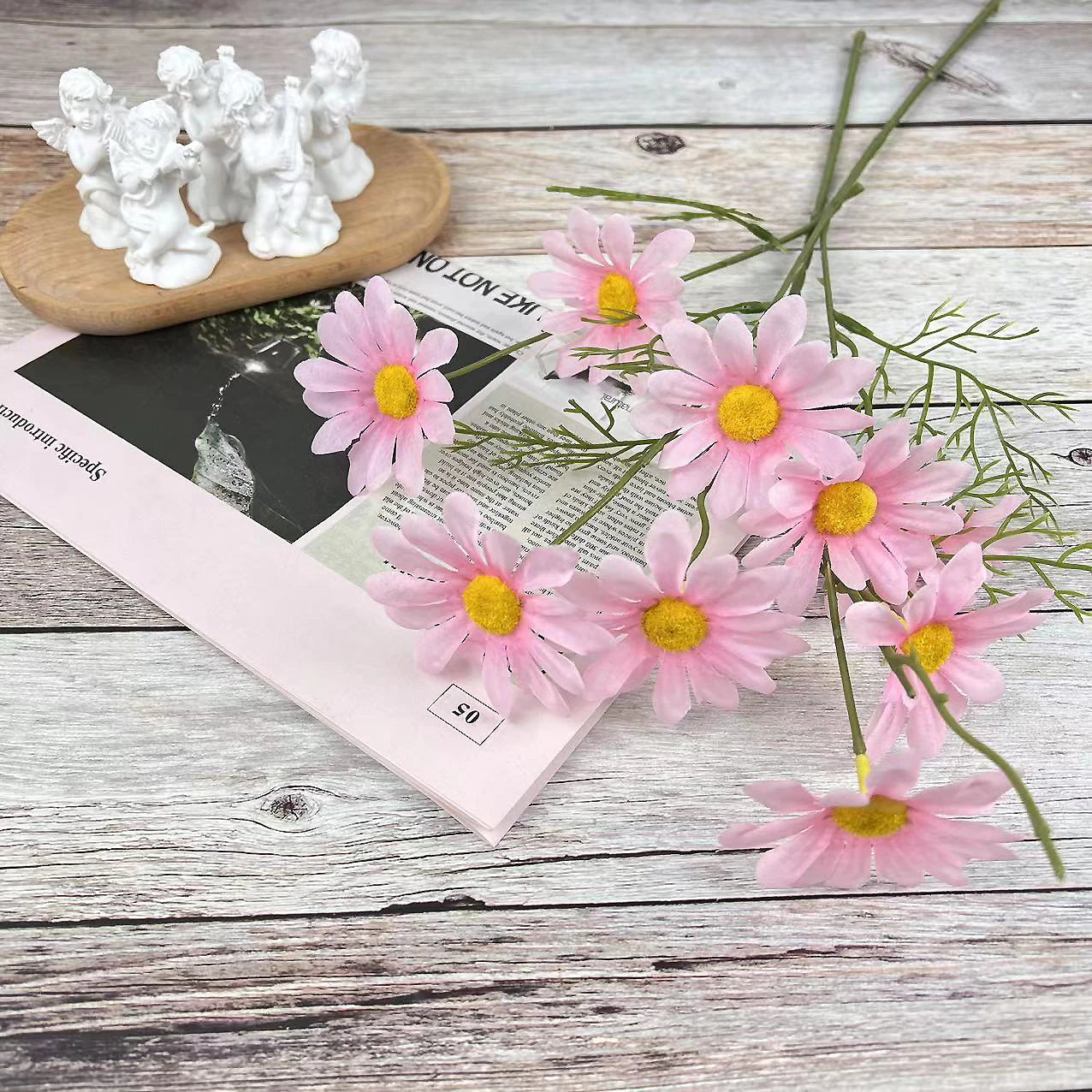 5 têtes de marguerites blanches fleurs artificielles pour décorations festives - vue 11 sur 11