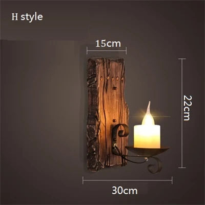 applique murale vintage en bois avec abat-jour en verre et métal - vue 9 sur 16