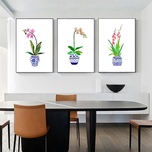 vase à fleurs aquarelle art mural pour décoration intérieure