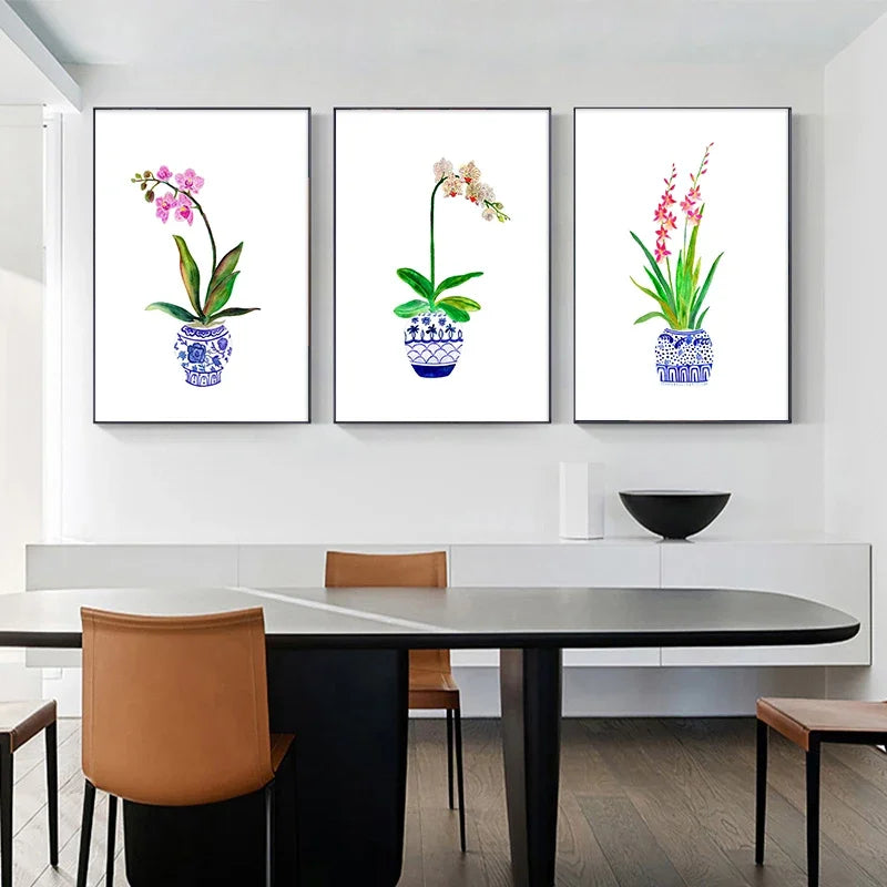 vase à fleurs aquarelle art mural pour décoration intérieure - vue 6 sur 7