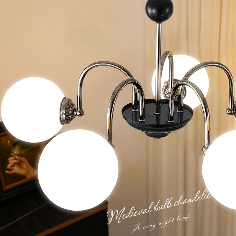 Moderner nordischer Kronleuchter aus Chrom mit LED-Beleuchtung - vue 6 sur 18