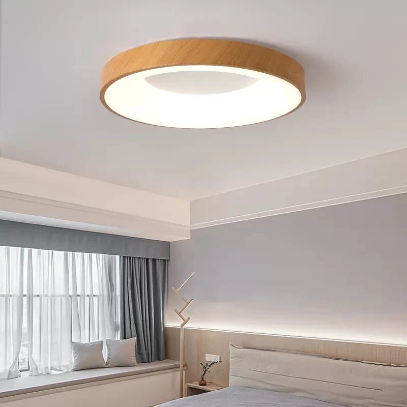 Runde LED-Deckenleuchte in Holzoptik ultraflach - vue 5 sur 16