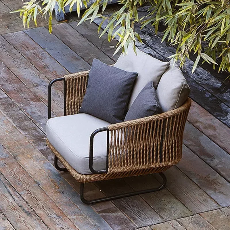 ensembles de meubles de jardin naturels avec coussins luxueux - vue 6 sur 15