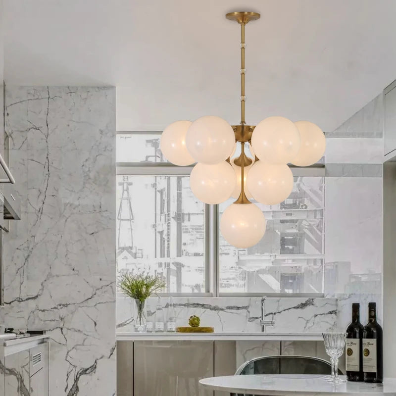 lustre design en cuivre et verre nordique moderne - vue 4 sur 9