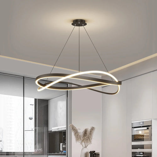 Minimalistischer LED-Kronleuchter nordisches Design für große Kunsthalle - vue 6 sur 14