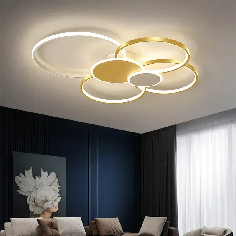 plafonnier Anneau moderne LED Simple variateur intelligent pour chambre à manger salon Hall éclairage intérieur - vue 5 sur 14