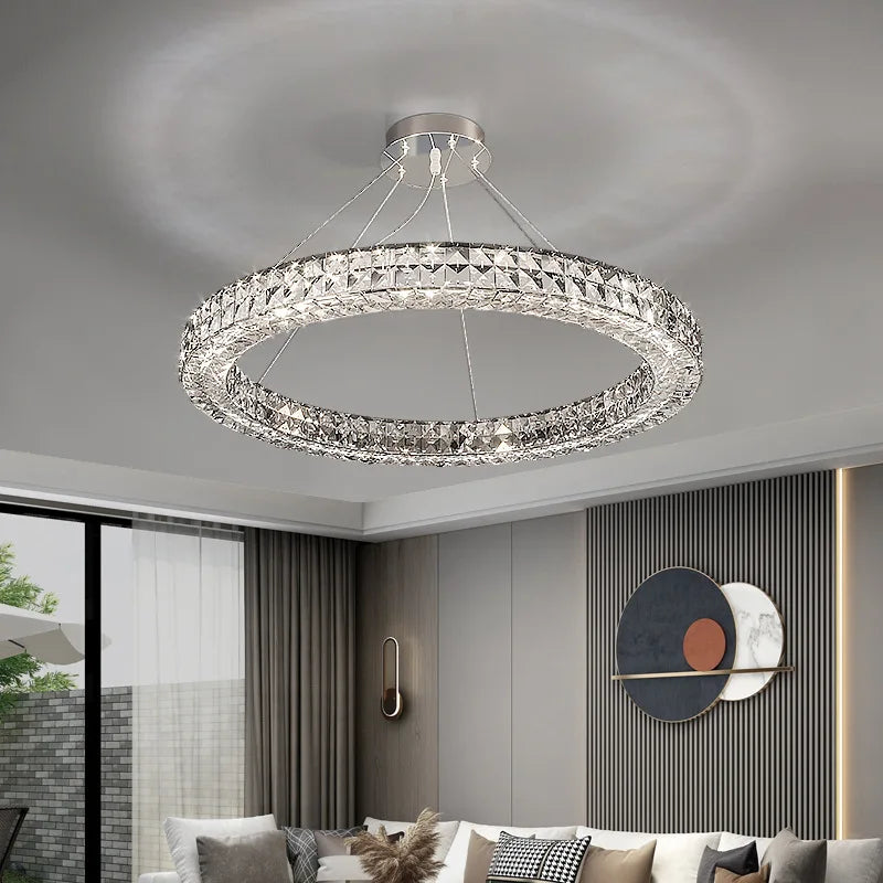 lustre suspendu en cristal design luxe nouvelle collection - vue 4 sur 14