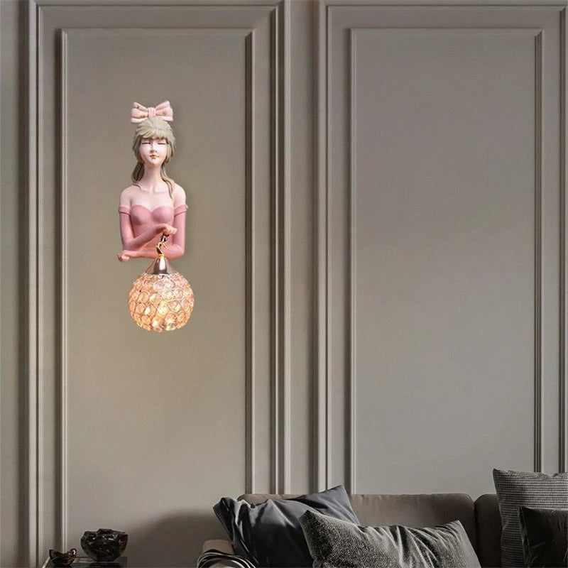 applique murale led moderne en résine pour belle fille - vue 6 sur 7
