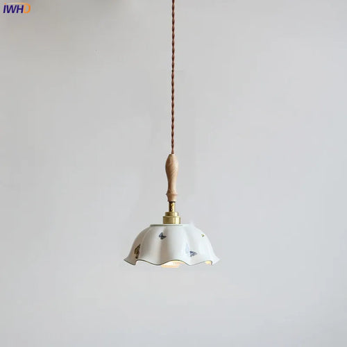 Design-Pendelleuchte LED Schmetterling Keramik und Holz - vue 2 sur 30