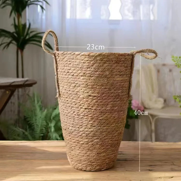 grand panier en osier pour jardin rangement et décoration - vue 9 sur 9