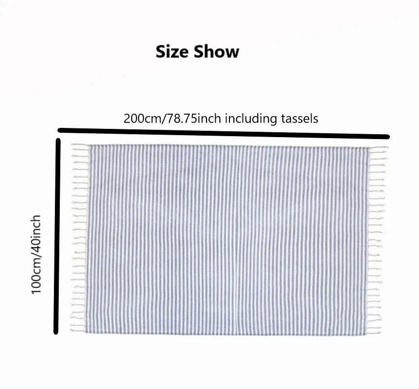 serviette de plage turque extra large rayures franges - vue 3 sur 7