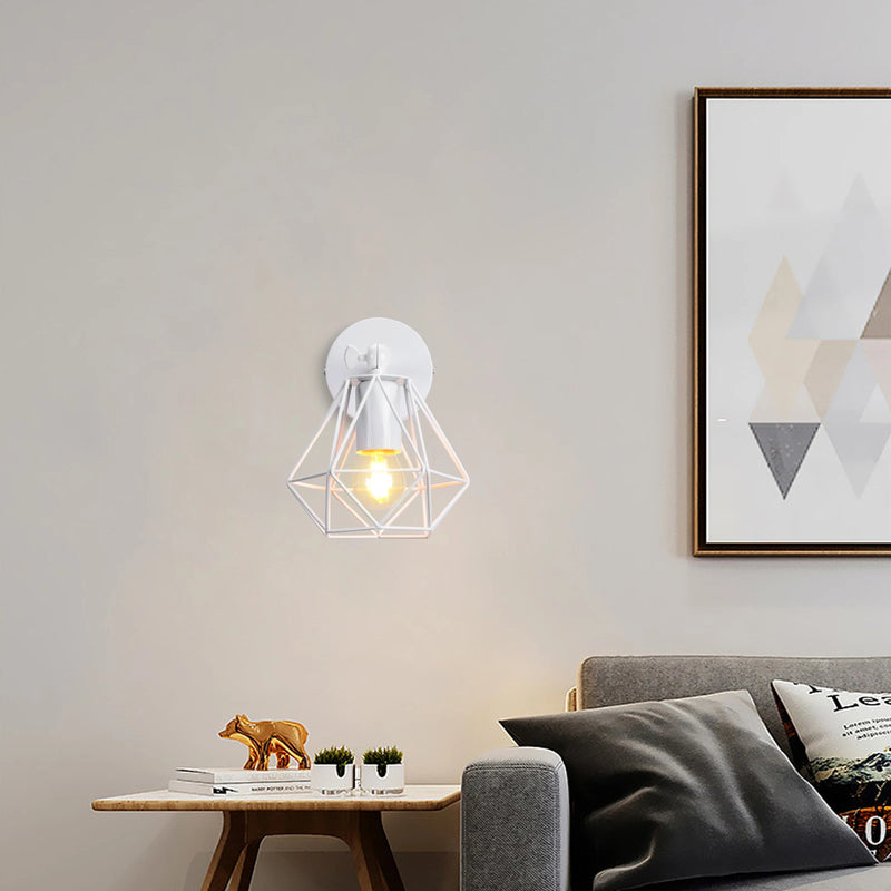applique murale loft industriel led vintage cage abat-jour
