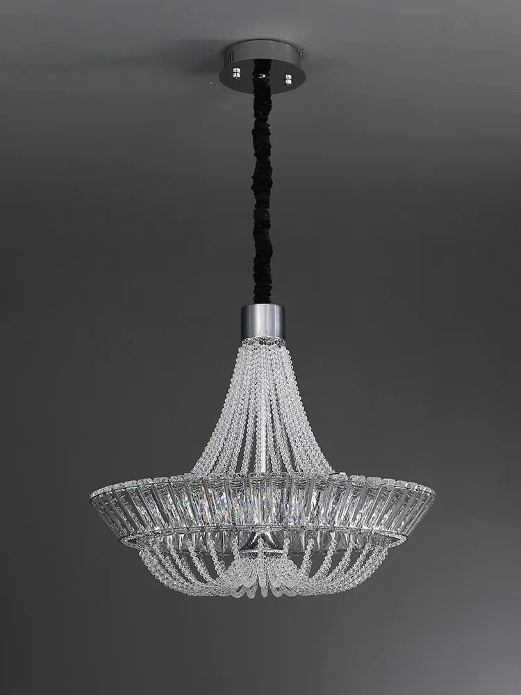 lustre moderne en cristal français led pour hôtel et villa - vue 5 sur 9