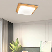 plafonnier carré moderne en bois avec leds design créatif