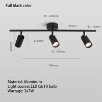 projecteur led 	gu10 sur rail en aluminium angle réglable