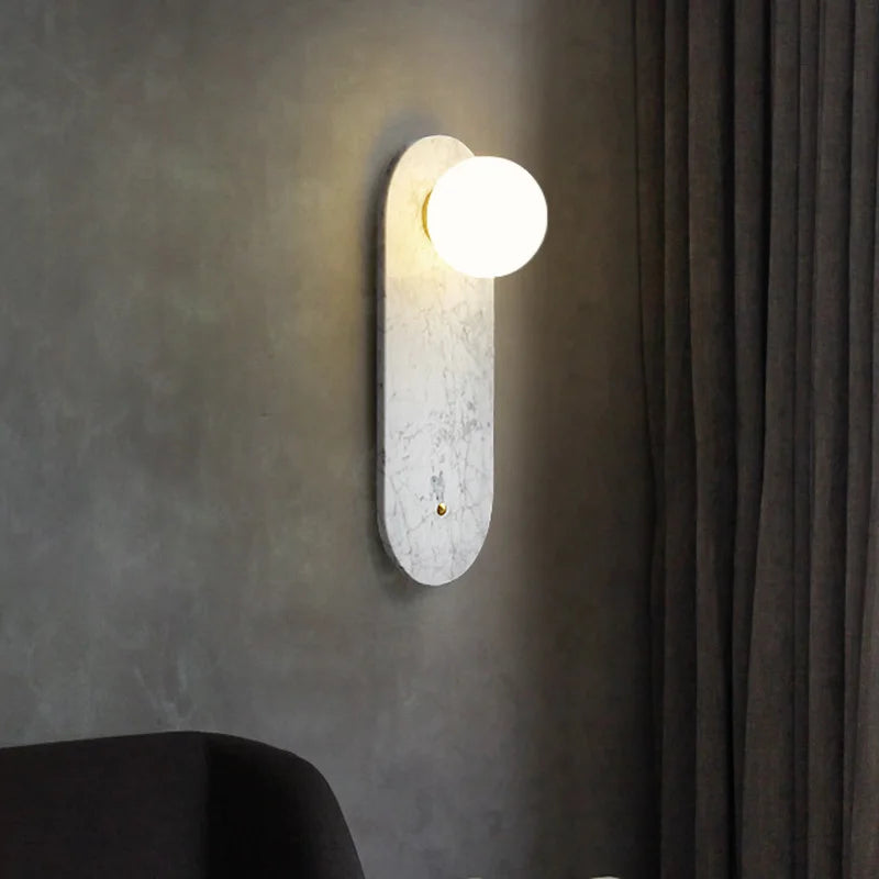 applique murale foyer luxe marbre blanc vert hôtel - vue 5 sur 8