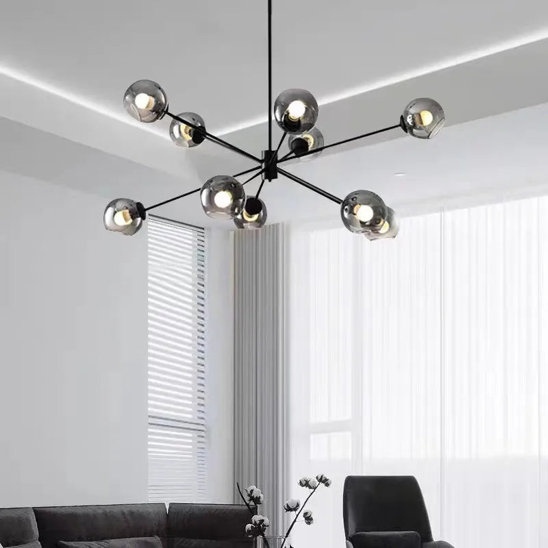 lustre rétro en verre pour décoration intérieure moderne - vue 3 sur 5