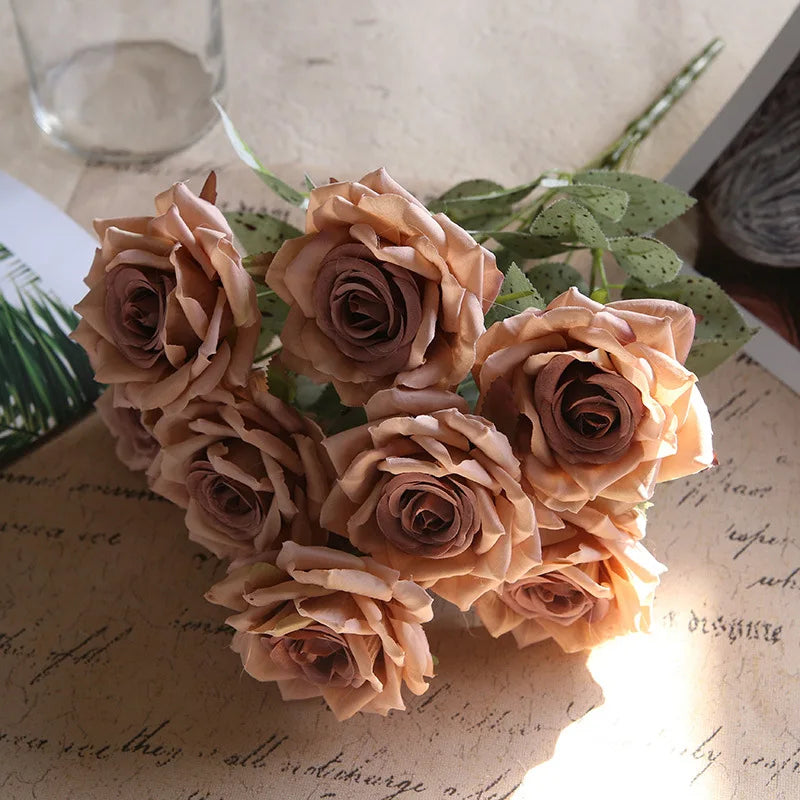 fleurs de roses artificielles bouquet décoration pour la maison et bureau - vue 9 sur 14