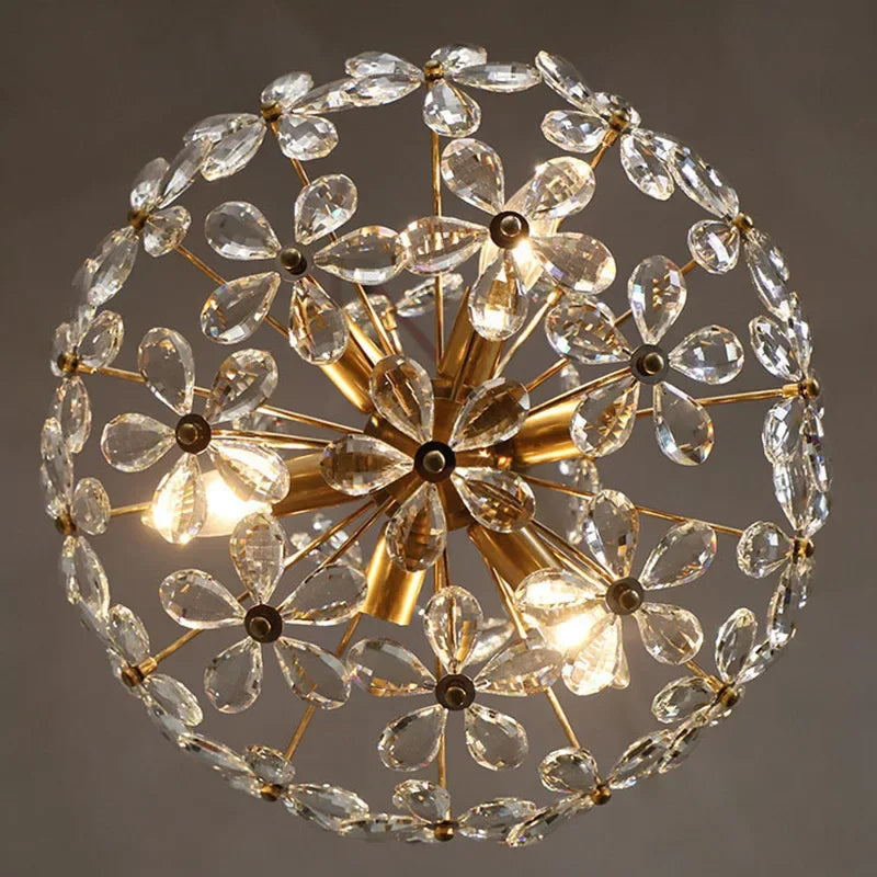 Kronleuchter Deckenleuchte Retro Blume Kristall LED Luxus Dekoration - vue 5 sur 9