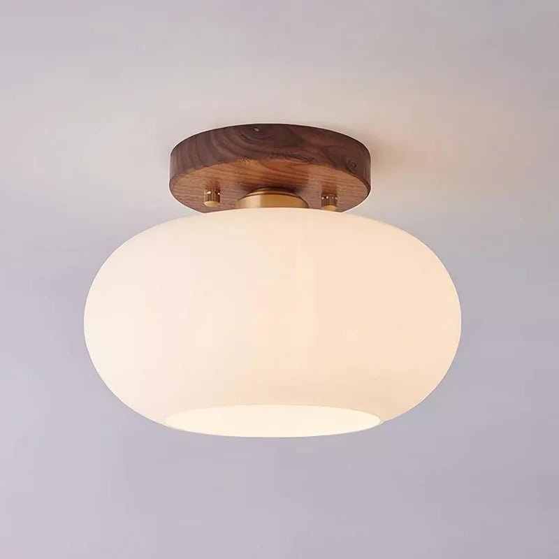 Walnut Wood ceiling light, Wabi-sabi Modern style, Aisle lighting for Bedroom, Living, Corridor, Aisle balcony, Entrance Hall - vue 6 sur 7
