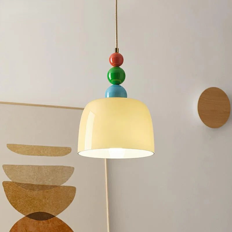 Kronleuchter aus Holz und Glas für Hausbar mit integrierter LED - vue 3 sur 7